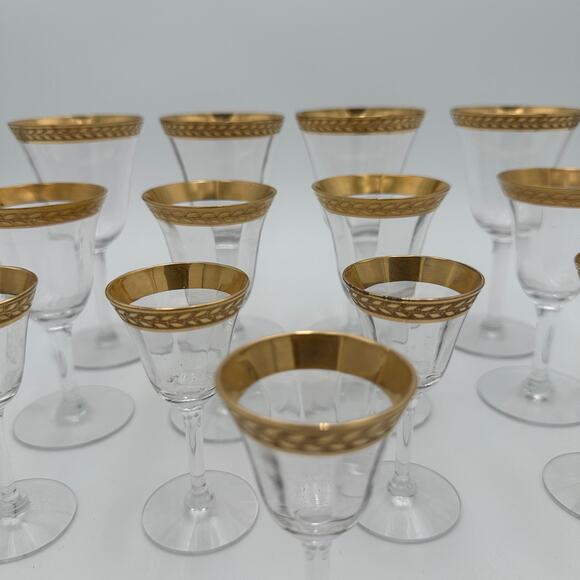 Vintage Tiffin-Franciscan Laurel Wine Stemware Gold Encrusted Band S/4 - Picture 5 of 7